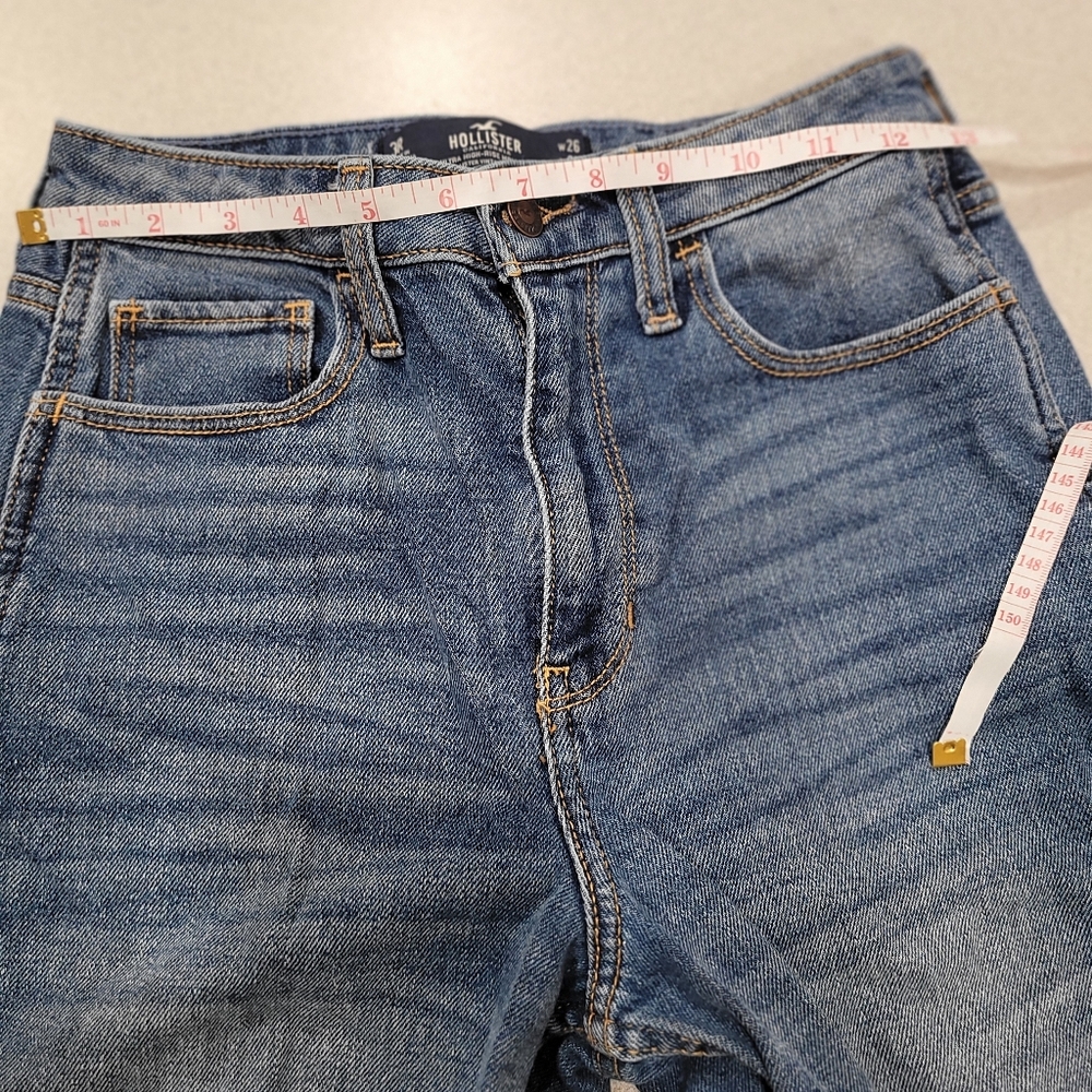 Hollister Blue Distressed Straight Leg Jeans - Picture 6 of 7